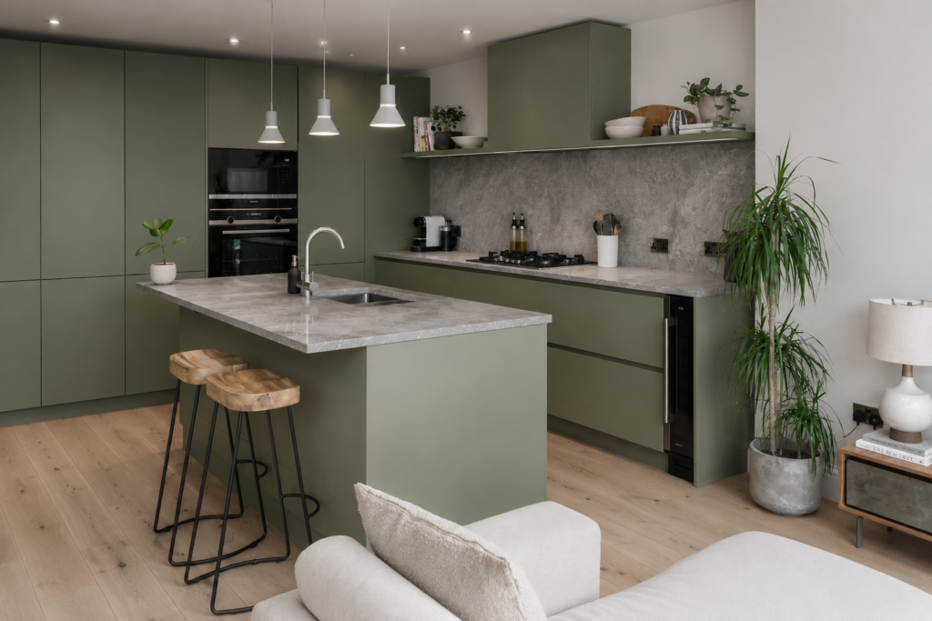 Nobilia Handlelss Olive Handleless | Kutchenhaus, Solihull